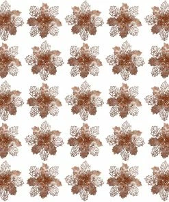 Joiedomi 24 Pcs Rose Gold Poinsettia Flowers With Clips And Glitter All Holiday Decor