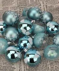 Joiedomi 6CM Christmas Ornaments With Gradient Baby Blue, 18 Pcs All Holiday Decor
