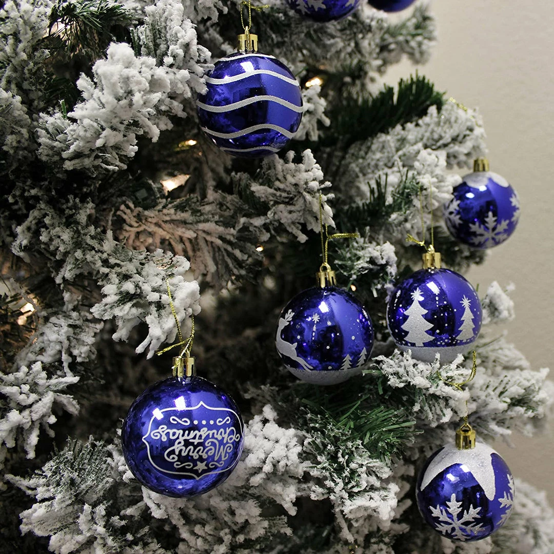Joiedomi 24 Pcs Christmas Ball Ornaments, Blue And White All Holiday Decor 3 Joiedomi 24 Pcs Christmas Ball Ornaments, Blue And White All Holiday Decor