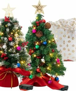 Joiedomi 2 Packs 24" Prelit Tabletop Christmas Tree