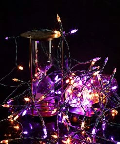 Joiedomi 17.3 FT Battery Powered Orange & Purple Wire String Lights