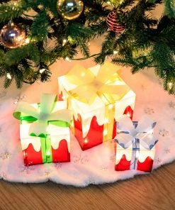 Joiedomi Set Of 3 Snow Christmas Lighted Gift Boxes All Holiday Decor 17 Joiedomi Set Of 3 Snow Christmas Lighted Gift Boxes All Holiday Decor