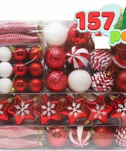 Joiedomi 157 Pcs Red And White Christmas Ornaments All Holiday Decor