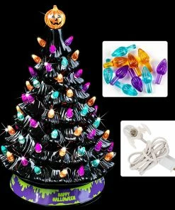 Joiedomi 15’’ Halloween Pre-Lit Ceramic Tabletop Tree All Holiday Decor