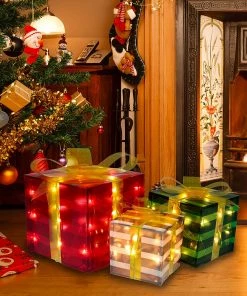 Joiedomi All Holiday Decor Christmas Lighted Boxes