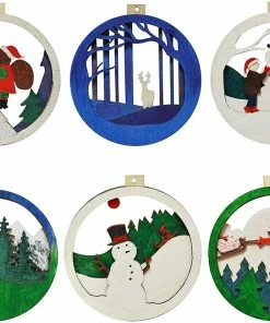 Joiedomi 6 Pcs DIY Wooden Christmas Ornaments 6 Joiedomi 6 Pcs DIY Wooden Christmas Ornaments