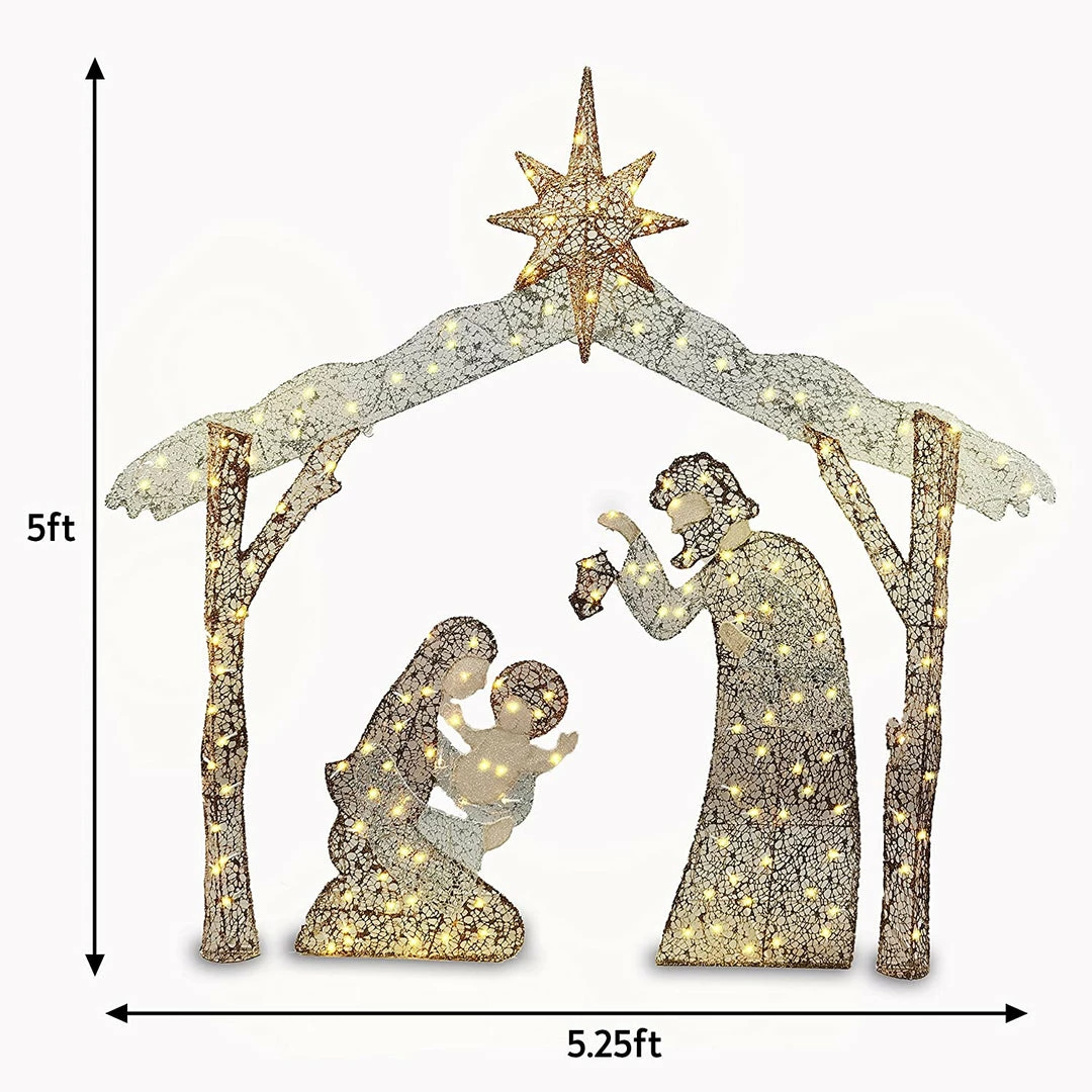 Joiedomi 5ft Fabric Nativity Scene 160 LED Warm White 5 Joiedomi 5ft Fabric Nativity Scene 160 LED Warm White