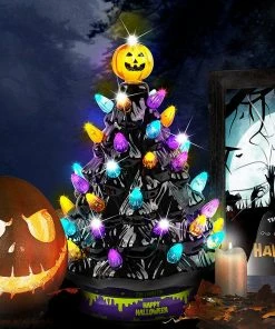 Joiedomi 9’’ Halloween Pre-Lit Ceramic Tabletop Tree
