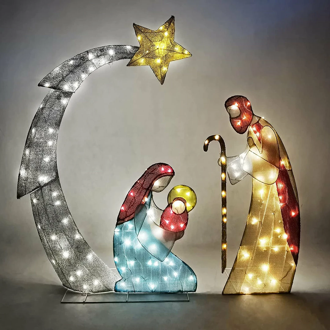 Joiedomi 5ft Tinsel Nativity Scene 140 LED Warm White Yard Light 3 Joiedomi 5ft Tinsel Nativity Scene 140 LED Warm White Yard Light