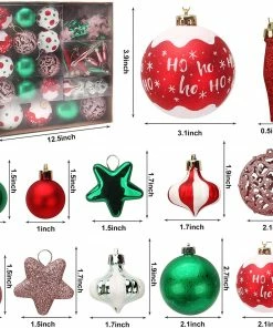 Joiedomi All Holiday Decor 82Pcs Red & Green Christmas Ornaments Assorted Style 8 Joiedomi All Holiday Decor 82Pcs Red & Green Christmas Ornaments Assorted Style