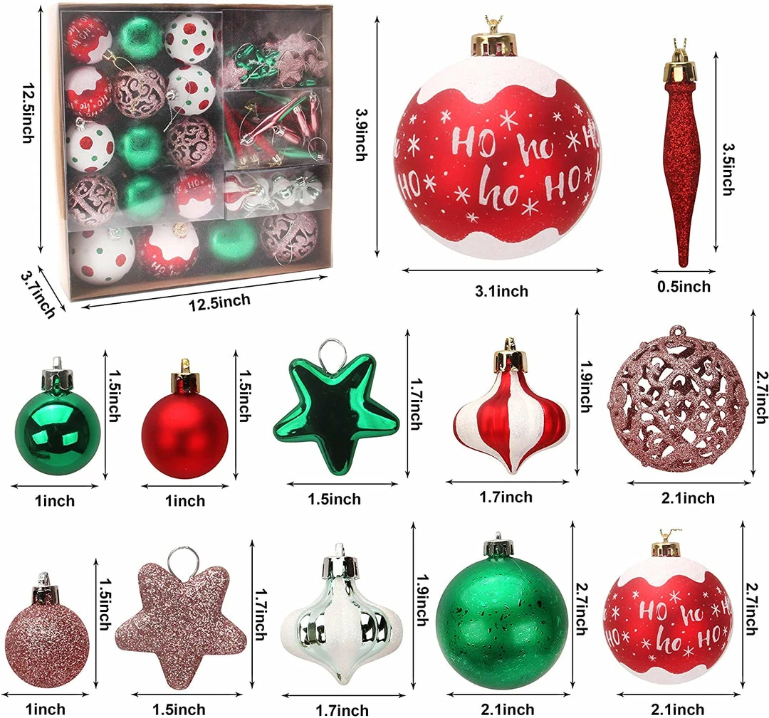 Joiedomi All Holiday Decor 82Pcs Red & Green Christmas Ornaments Assorted Style 3 Joiedomi All Holiday Decor 82Pcs Red & Green Christmas Ornaments Assorted Style