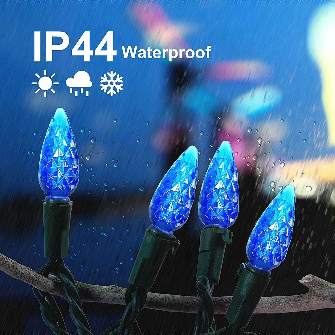 Joiedomi 50.5 Ft 150 Counts Of Blue C6 LED Green Wire Light Set All Holiday Decor 4 Joiedomi 50.5 Ft 150 Counts Of Blue C6 LED Green Wire Light Set All Holiday Decor