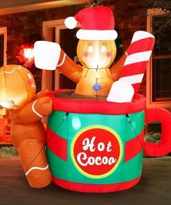 Joiedomi Large Gingerbread Man In Hot Cocoa Mug Inflatable (6 Ft)