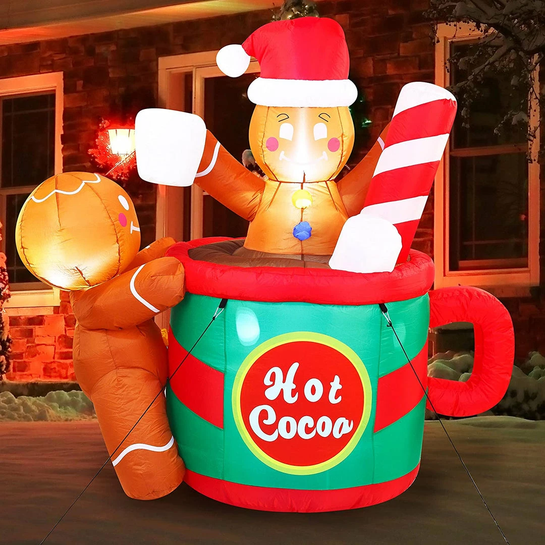 Joiedomi Large Gingerbread Man In Hot Cocoa Mug Inflatable (6 Ft) 1 Joiedomi Large Gingerbread Man In Hot Cocoa Mug Inflatable (6 Ft)