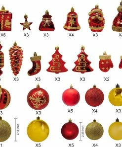 Joiedomi 81 Pcs Red & Gold Christmas Ball Ornaments Set
