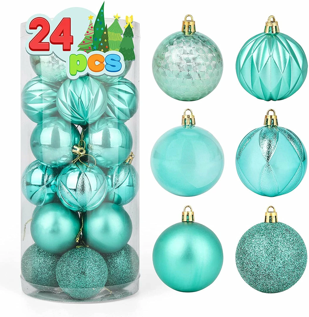 Joiedomi 2.36" Teal Christmas Ball Ornaments 24Pcs All Holiday Decor 1 Joiedomi 2.36" Teal Christmas Ball Ornaments 24Pcs All Holiday Decor