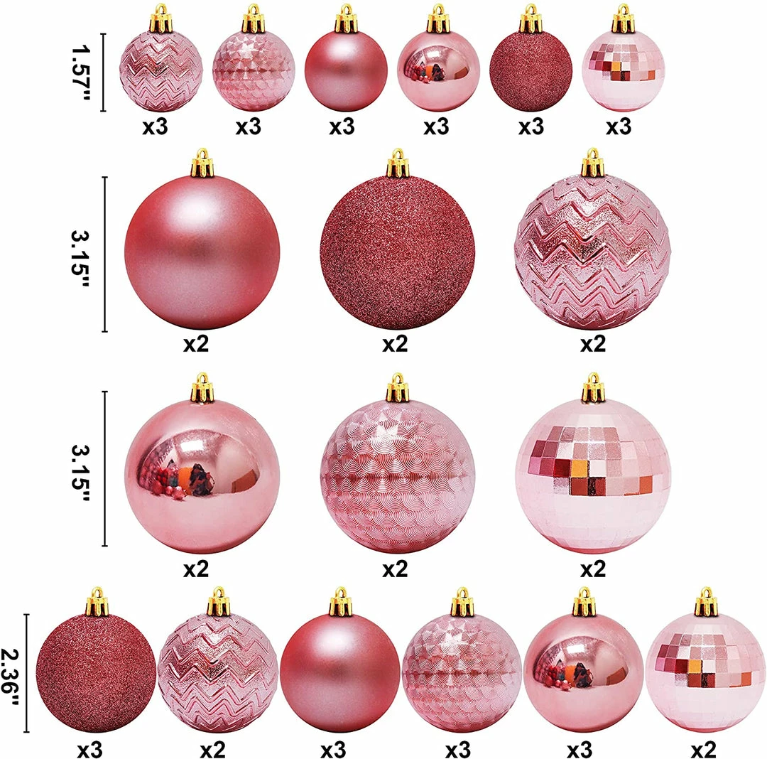 Joiedomi All Holiday Decor 46ct Assorted Size Rose Gold Christmas Ball Ornaments 3 Joiedomi All Holiday Decor 46ct Assorted Size Rose Gold Christmas Ball Ornaments