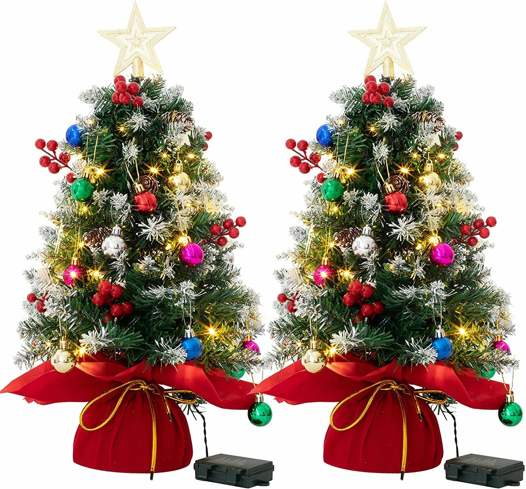 Joiedomi All Holiday Decor 2 Pack Of 24 Flocked Prelit Tabletop Christmas Tree 1 Joiedomi All Holiday Decor 2 Pack Of 24 Flocked Prelit Tabletop Christmas Tree