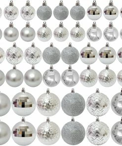 Joiedomi All Holiday Decor 46ct Assorted Size Silver Christmas Ball Ornaments