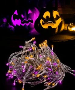 Joiedomi 98.1 FT Orange & Purple LED 8 Modes Clear Wire Mini Light Set All Holiday Decor