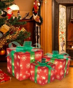 Joiedomi All Holiday Decor Set Of 3 Snowflakes Christmas Light Gift Boxes Décor 17 Joiedomi All Holiday Decor Set Of 3 Snowflakes Christmas Light Gift Boxes Décor