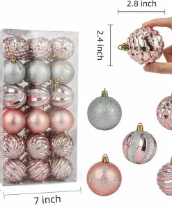 Joiedomi 2.36” Rose Gold & Silver Christmas Ball Ornaments 36 Pcs