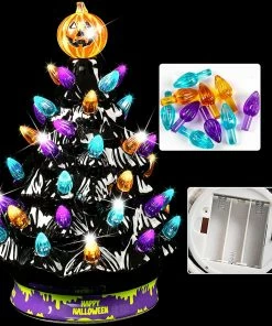 Joiedomi 9’’ Halloween Pre-Lit Ceramic Tabletop Tree