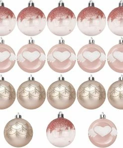 Joiedomi All Holiday Decor 6CM Christmas Ornaments With Gradient Pink, 18 Pcs