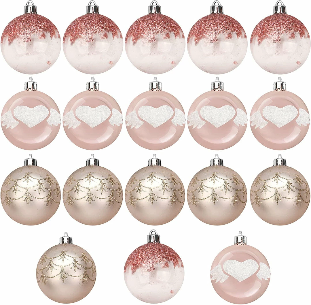 Joiedomi All Holiday Decor 6CM Christmas Ornaments With Gradient Pink, 18 Pcs 2 Joiedomi All Holiday Decor 6CM Christmas Ornaments With Gradient Pink, 18 Pcs