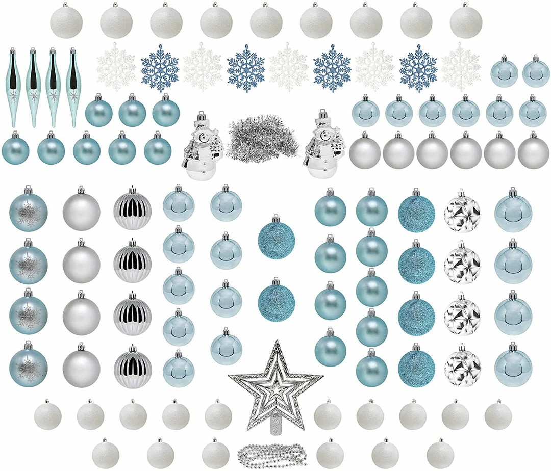 Joiedomi All Holiday Decor 110 Pcs Blue, White, And Silver Christmas Ornaments 2 Joiedomi All Holiday Decor 110 Pcs Blue, White, And Silver Christmas Ornaments