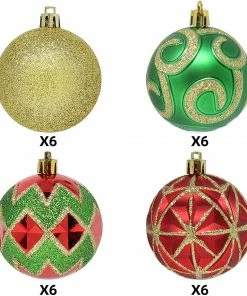 Joiedomi 24 Pcs Red, Green And Gold Christmas Ornaments All Holiday Decor