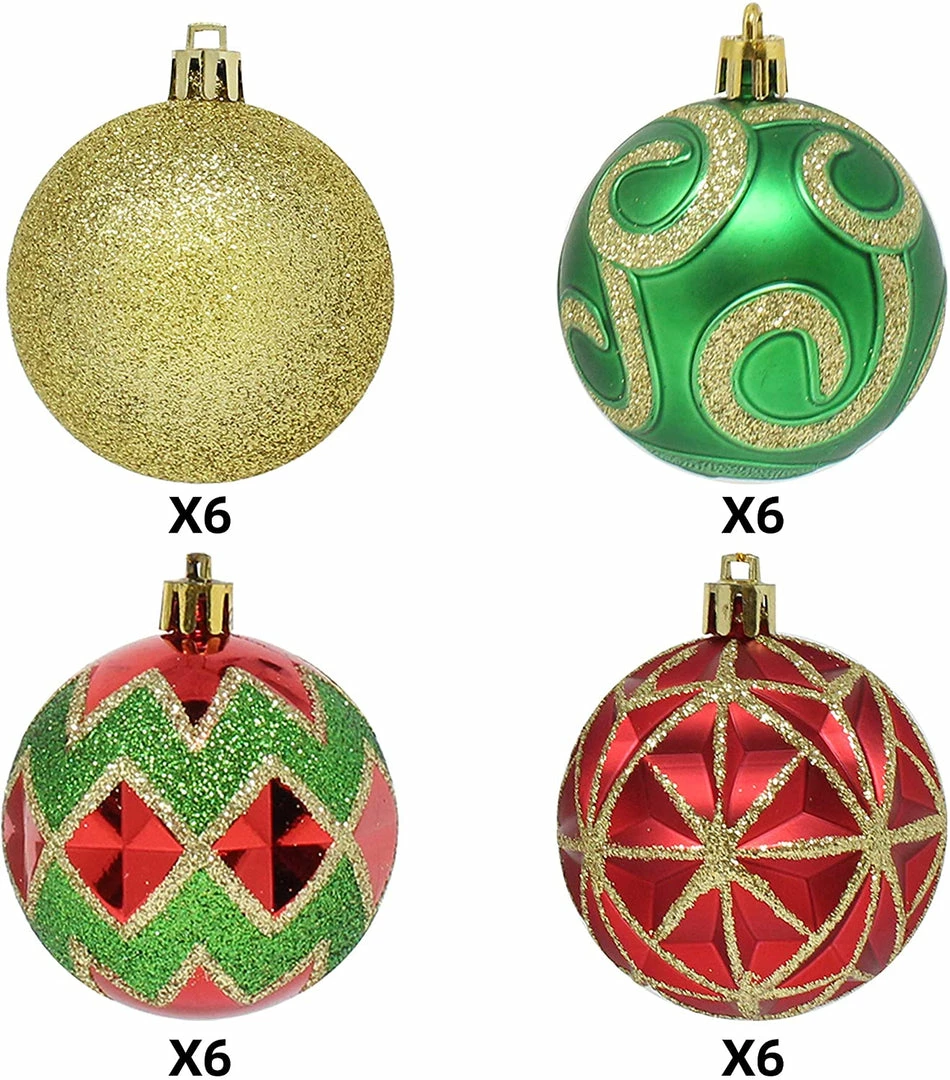 Joiedomi 24 Pcs Red, Green And Gold Christmas Ornaments All Holiday Decor 2 Joiedomi 24 Pcs Red, Green And Gold Christmas Ornaments All Holiday Decor