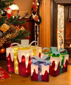 Joiedomi Set Of 3 Snow Christmas Lighted Gift Boxes All Holiday Decor 11 Joiedomi Set Of 3 Snow Christmas Lighted Gift Boxes All Holiday Decor