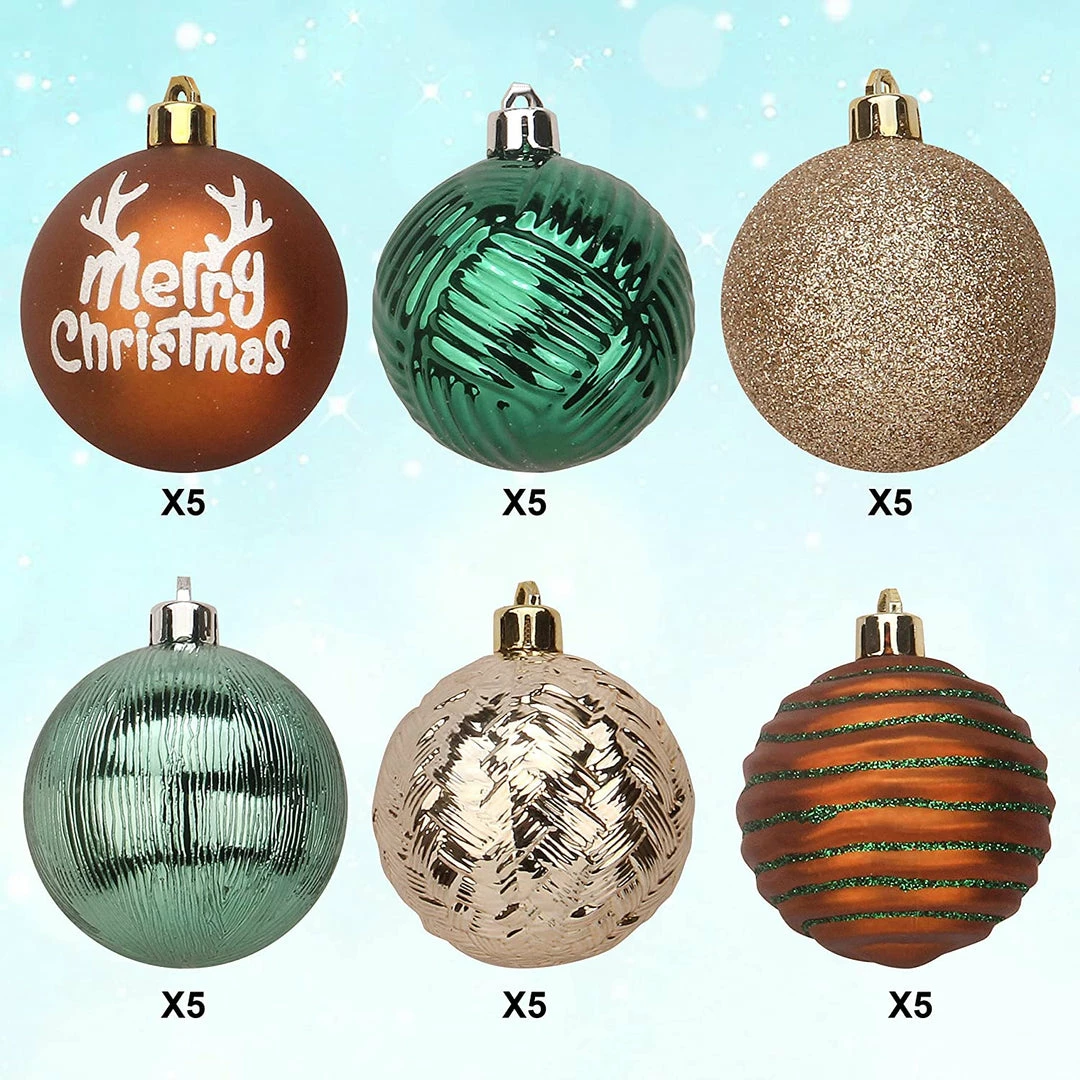 Joiedomi All Holiday Decor 6CM Christmas Ornaments Assorted Design Green & Gold 30 Pcs 4 Joiedomi All Holiday Decor 6CM Christmas Ornaments Assorted Design Green & Gold 30 Pcs