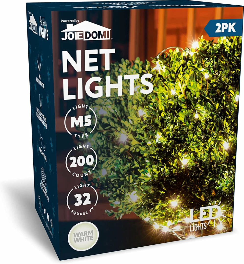Joiedomi 2×100 LED Christmas Net Lights Warm White 1 Joiedomi 2×100 LED Christmas Net Lights Warm White