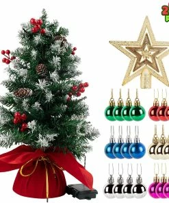 Joiedomi All Holiday Decor 2 Pack Of 24 Flocked Prelit Tabletop Christmas Tree 9 Joiedomi All Holiday Decor 2 Pack Of 24 Flocked Prelit Tabletop Christmas Tree