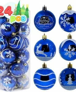 Joiedomi 24 Pcs Christmas Ball Ornaments, Blue And White All Holiday Decor