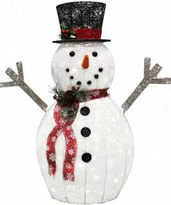 Joiedomi Outdoor Lighted Holiday Display 3ft Cotton Snowman LED Yard Light