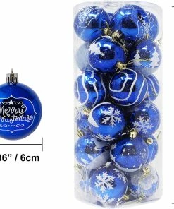 Joiedomi 24 Pcs Christmas Ball Ornaments, Blue And White All Holiday Decor 7 Joiedomi 24 Pcs Christmas Ball Ornaments, Blue And White All Holiday Decor