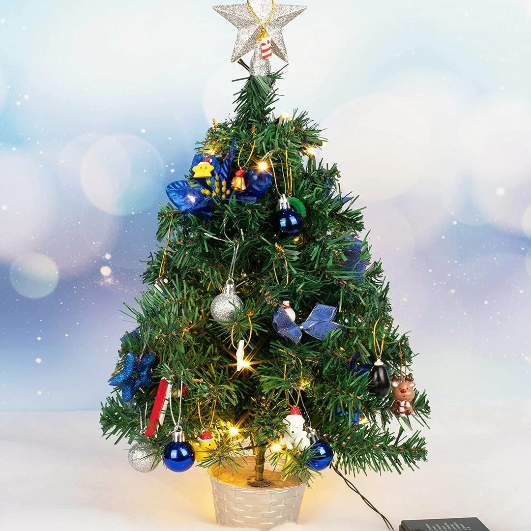 Joiedomi All Holiday Decor 24” DIY Tabletop Mini Christmas Tree Blue 6 Joiedomi All Holiday Decor 24” DIY Tabletop Mini Christmas Tree Blue