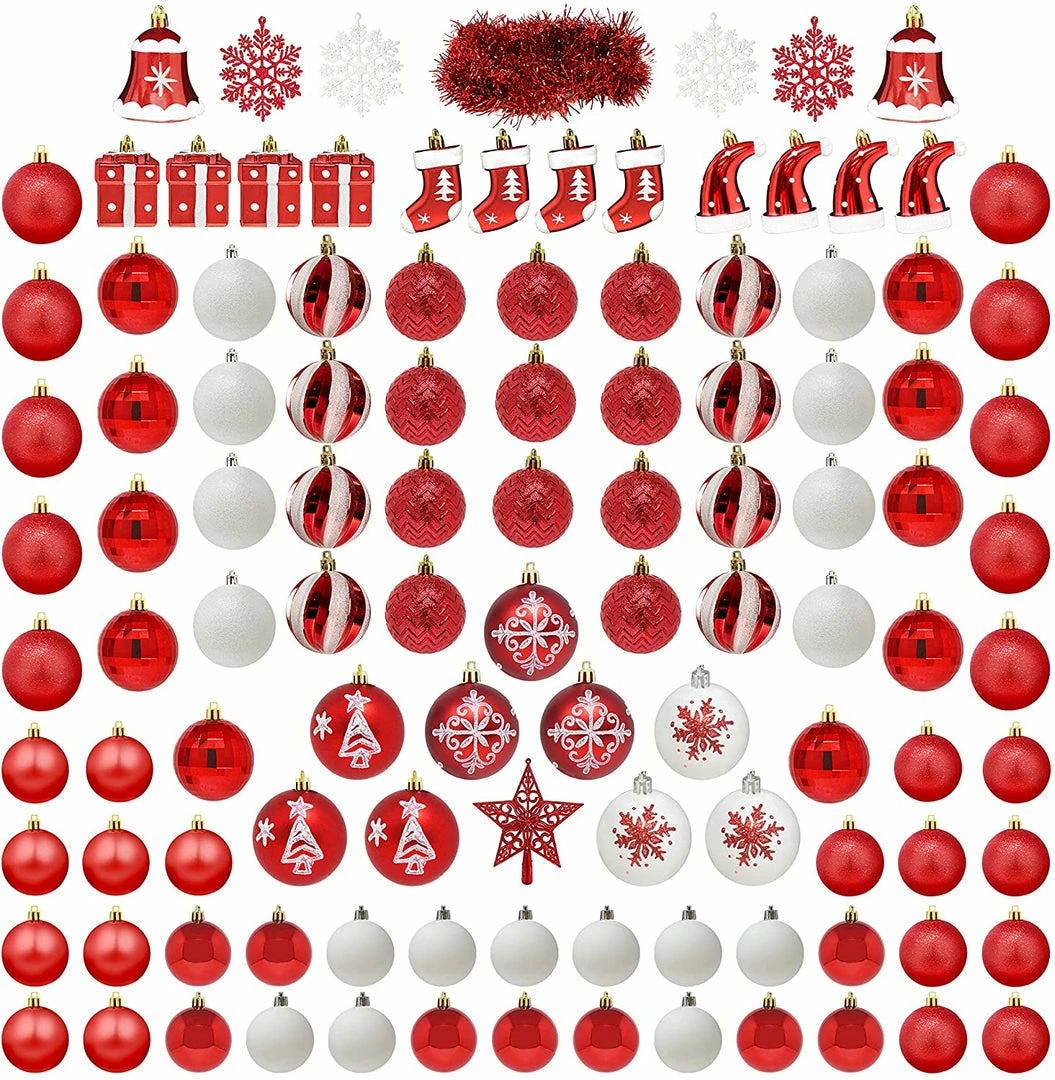 Joiedomi 112 Pcs Red And White Christmas Ornaments 2 Joiedomi 112 Pcs Red And White Christmas Ornaments