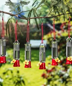 Joiedomi Mini Hummingbird Feeders With Hanging Wires, 6 Pcs Lawn Decor