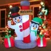 Joiedomi 6 FT Tall Inflatable Christmas Welcome Sign With A Penguin And Snowman