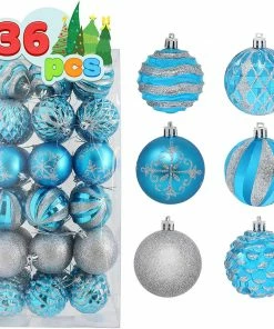 Joiedomi 36 Pieces Blue And Silver Christmas Ornaments All Holiday Decor