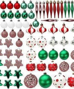 Joiedomi All Holiday Decor 82Pcs Red & Green Christmas Ornaments Assorted Style