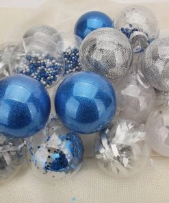 Joiedomi All Holiday Decor 24Pcs Blue Plastic Clear Ball Ornaments With Filling 9 Joiedomi All Holiday Decor 24Pcs Blue Plastic Clear Ball Ornaments With Filling