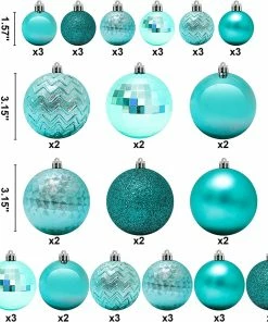 Joiedomi 46ct Assorted Size Teal Christmas Ball Ornaments