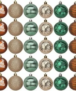 Joiedomi All Holiday Decor 6CM Christmas Ornaments Assorted Design Green & Gold 30 Pcs