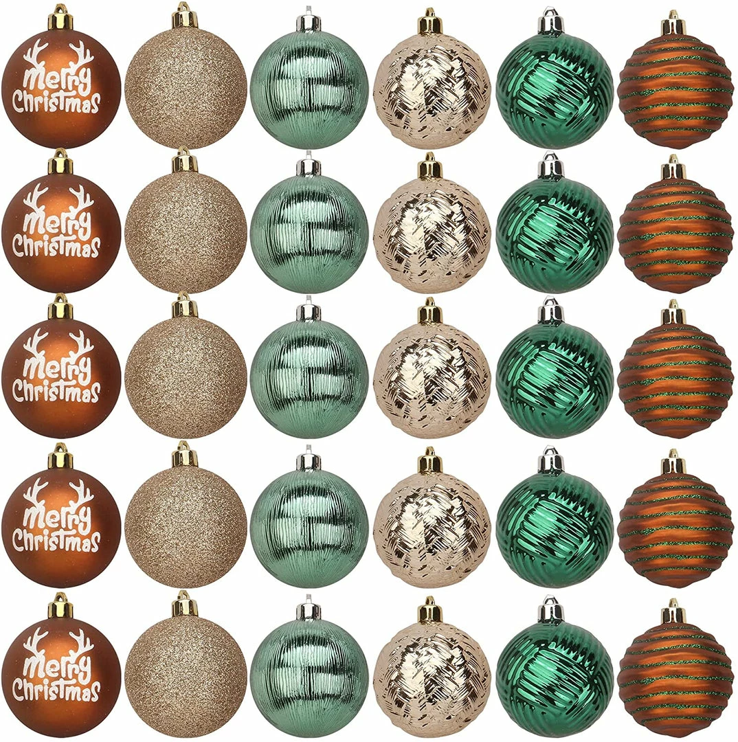 Joiedomi All Holiday Decor 6CM Christmas Ornaments Assorted Design Green & Gold 30 Pcs 2 Joiedomi All Holiday Decor 6CM Christmas Ornaments Assorted Design Green & Gold 30 Pcs
