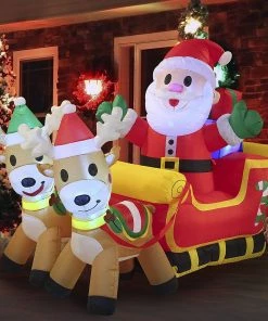 Joiedomi Large Santa Claus On Fancy Sleigh Cute Inflatable (6 Ft)